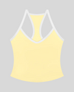 CourtClub Color Block Tank Top in Light Yellow front view with contrast trim