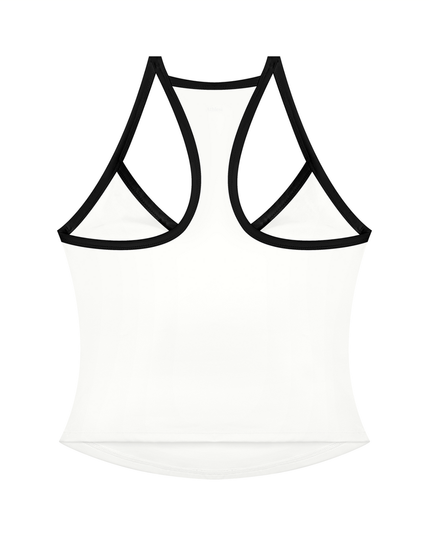 CourtClub Color Block Tank Top in White back view featuring racerback design