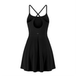 CourtClub Crossback Dress in Black with crisscross straps and open keyhole back, back view