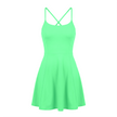 CourtClub Crossback Dress in Green with fitted bodice and flared skirt, front view