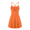 CourtClub Crossback Dress in Orange with crisscross straps and open keyhole back, back view