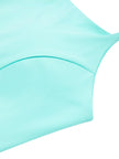 Close-up of armhole and side seam construction on CourtClub Crossback Dress in Sky Blue