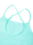 Close-up of crisscross straps and open keyhole back on CourtClub Crossback Dress in Sky Blue