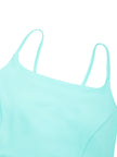 Close-up of scoop neckline on CourtClub Crossback Dress in Sky Blue