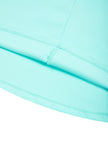Close-up of flared skirt hem on CourtClub Crossback Dress in Sky Blue