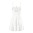 CourtClub Crossback Dress in White with crisscross straps and open keyhole back, back view