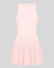 Athlesi CourtClub Full-Zip Dress in Pink, 3D front view with sleeveless fitted bodice and flared skirt.