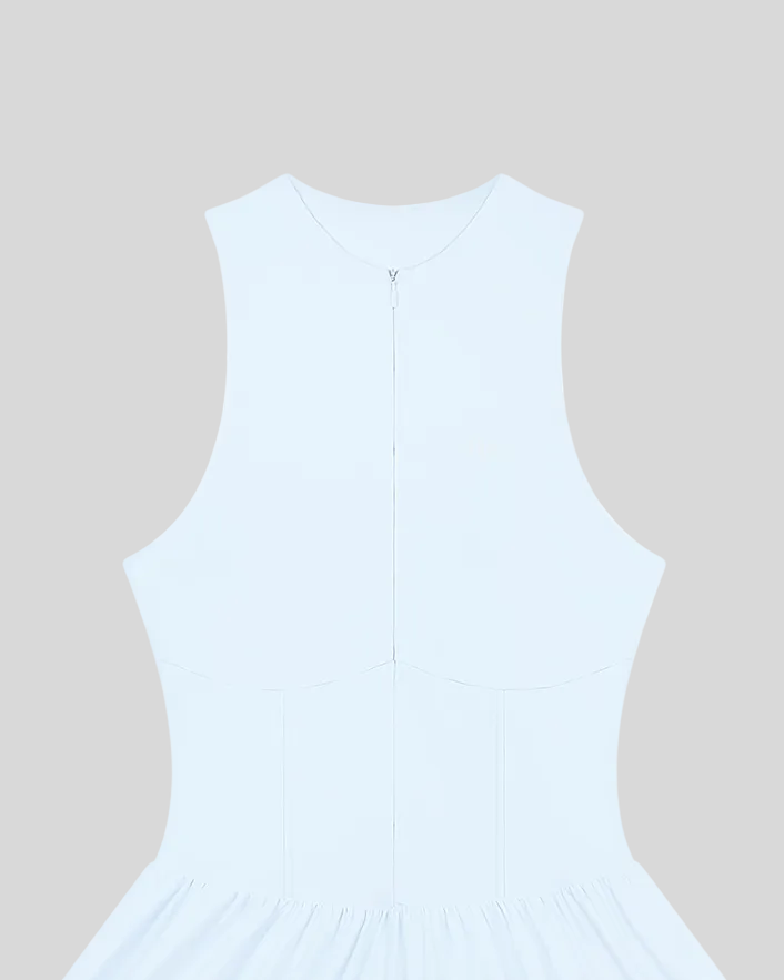 A water blue CourtClub Full-Zip Dress with a small white 'Athlesi' logo on the upper left chest