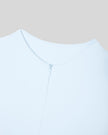Athlesi CourtClub Full-Zip Dress in Water Blue, closeup of round neckline and full-length front zipper.