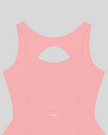 Athlesi CourtClub Open-Back Tennis Dress in Pink back view of back design with Athlesi logo on waist.