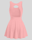 Athlesi CourtClub Open-Back Tennis Dress in Pink back view with statement open-back design