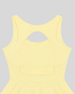 Athlesi CourtClub Open-Back Tennis Dress in Yellow back view of back design with Athlesi logo on waist.
