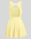 Athlesi CourtClub Open-Back Tennis Dress in Yellow back view with statement open-back design