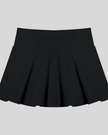 CourtClub Pleated Skirt in Black front view featuring a flattering high-rise waistband and elegant pleated silhouette