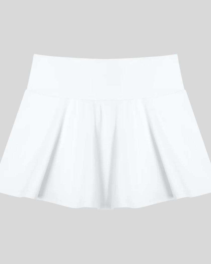 CourtClub Pleated Skirt in White back view showcasing its flowing pleated design