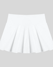 CourtClub Pleated Skirt in White front view featuring a flattering high-rise waistband and elegant pleated silhouette