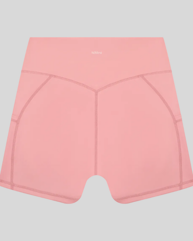 Athlesi CourtClub Tennis Short in Pink back view with sculpted waistband seam