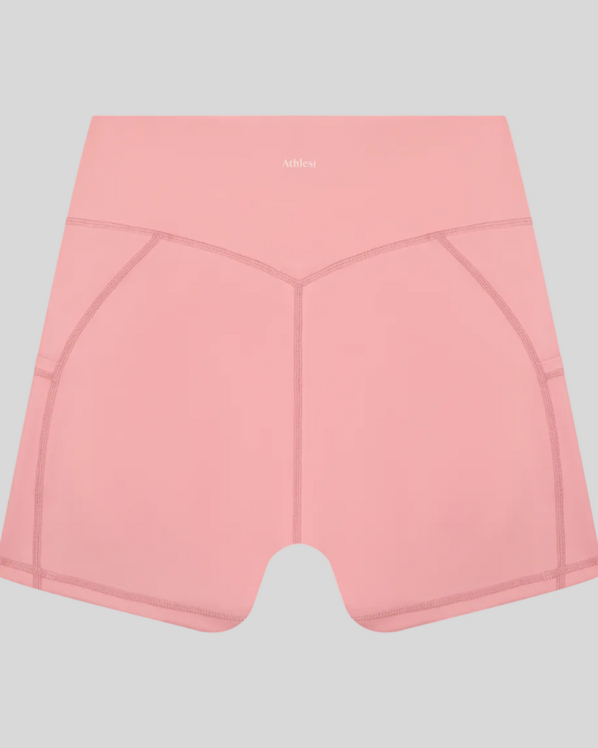 Athlesi CourtClub Tennis Short in Pink back view with sculpted waistband seam