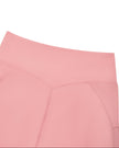 Athlesi CourtClub Tennis Short in Pink closeup of high-rise back waistband and V-shaped seam