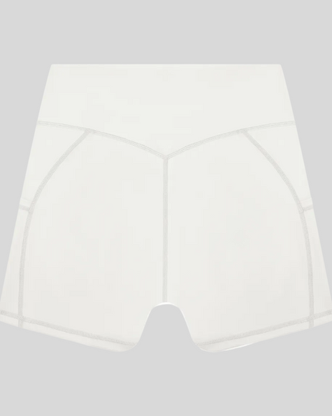 Athlesi CourtClub Tennis Short in White back view with sculpted waistband seam