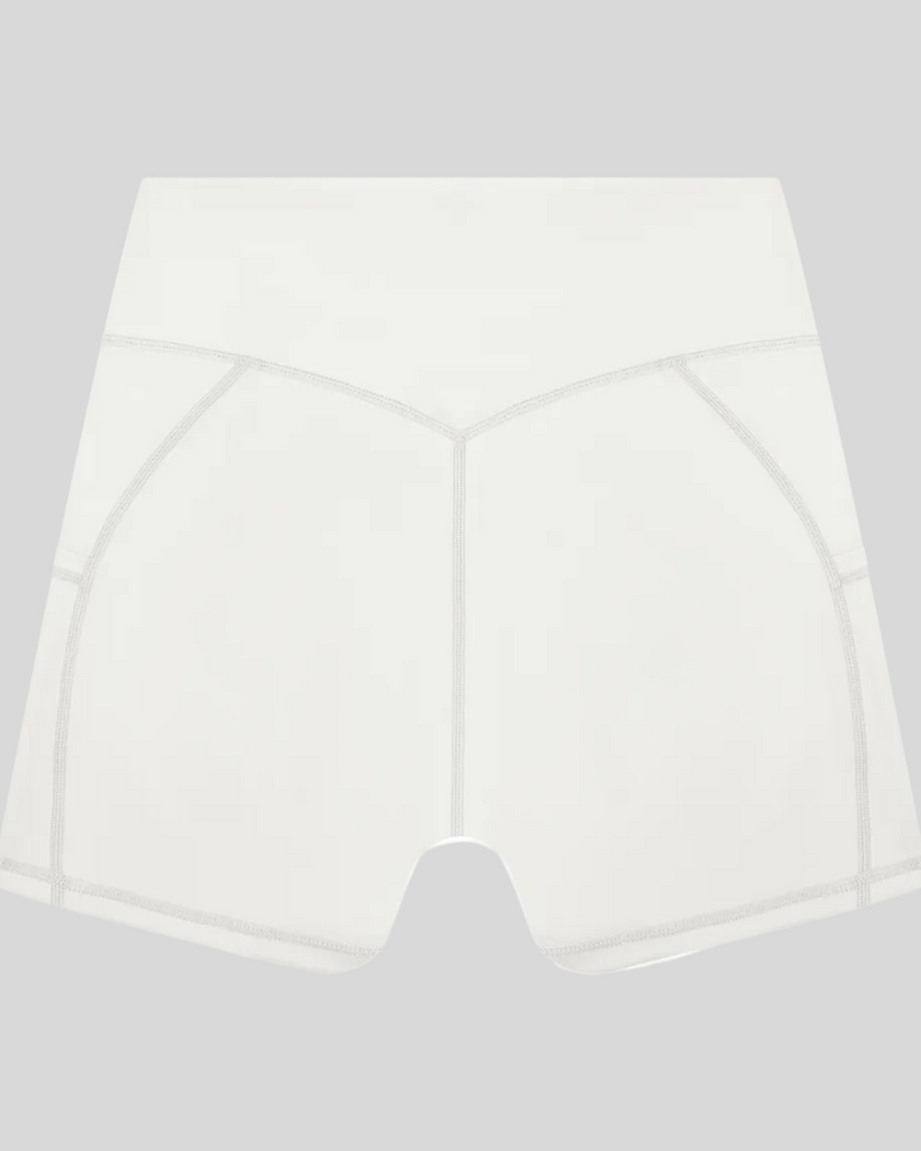 Athlesi CourtClub Tennis Short in White back view with sculpted waistband seam