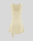 Athlesi CourtClub Tie-Front Dress in Light Apricot, back view with scoop neckline and flared skirt.