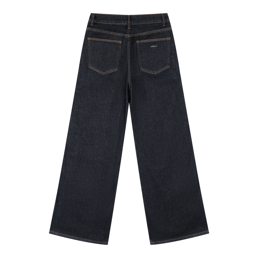 DenimEase Straight-Leg Jeans in Navy Blue back view