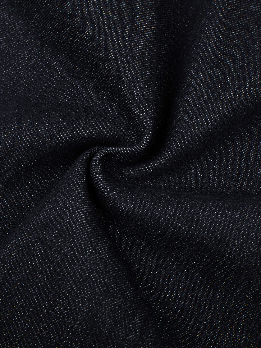 Indigo denim texture detail of DenimEase Straight-Leg Jeans in Navy Blue
