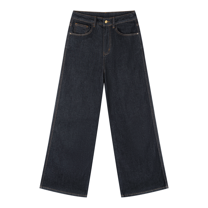 DenimEase Straight-Leg Jeans in Navy Blue front view