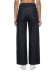 Model wearing DenimEase Straight-Leg Jeans in Navy Blue back view