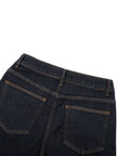Back waistband detail of DenimEase Straight-Leg Jeans in Navy Blue