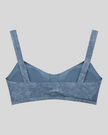 Back view of DenimForm Sculpt Bra in light blue flatlay