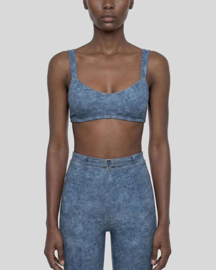 Model wearing DenimForm Sculpt Bra front view