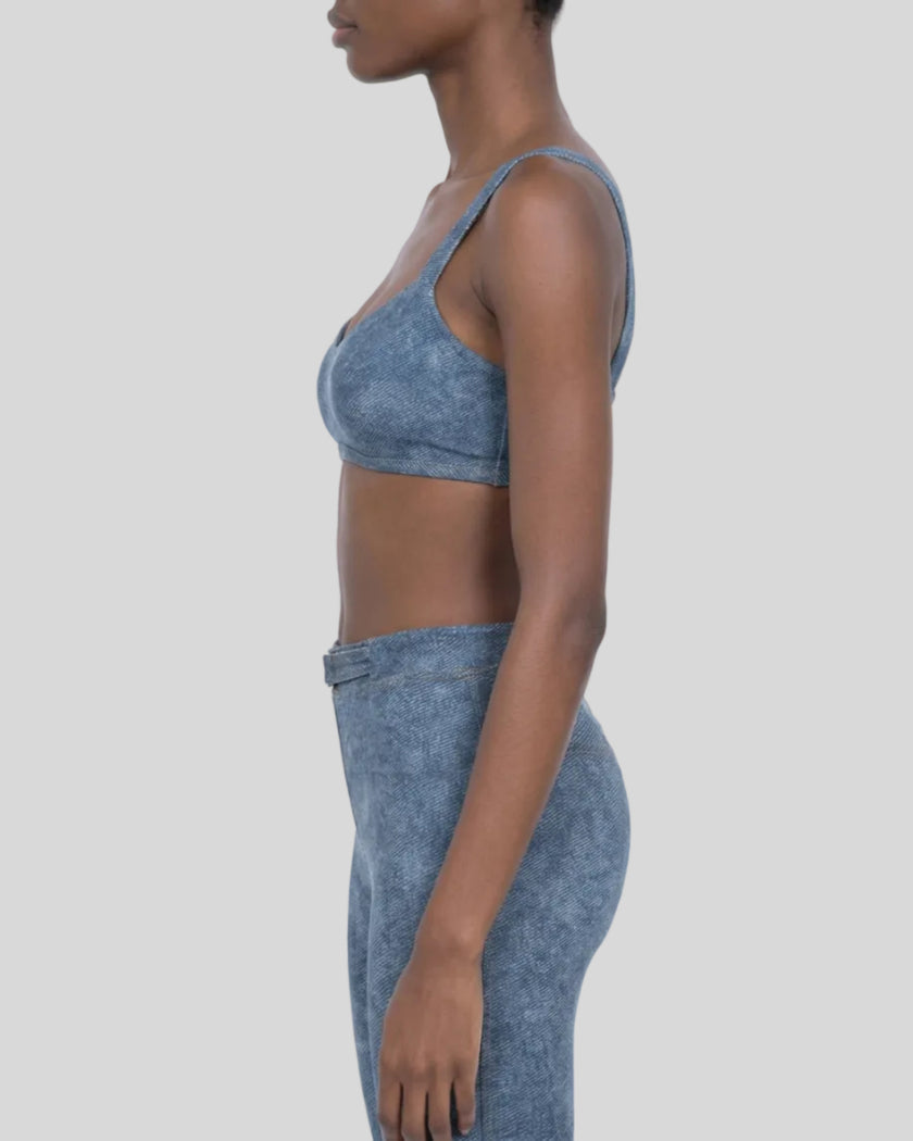 Side view of model wearing DenimForm Sculpt Bra