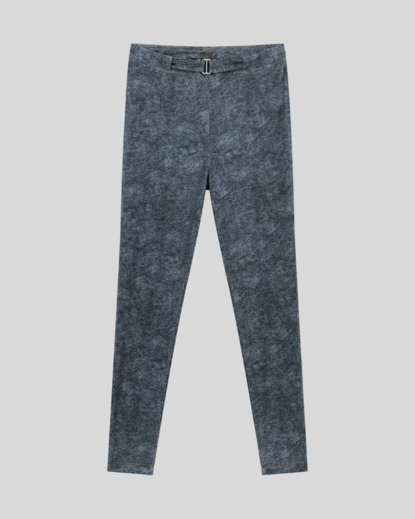DenimForm Sculpt Legging in jeans blue faux denim front flatlay view