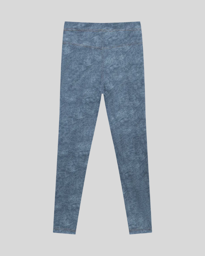 Back view of DenimForm Sculpt Legging in light blue flatlay