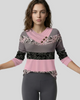 DrapeAccent colorblock top in carnation pink styled with dark gray leggings
