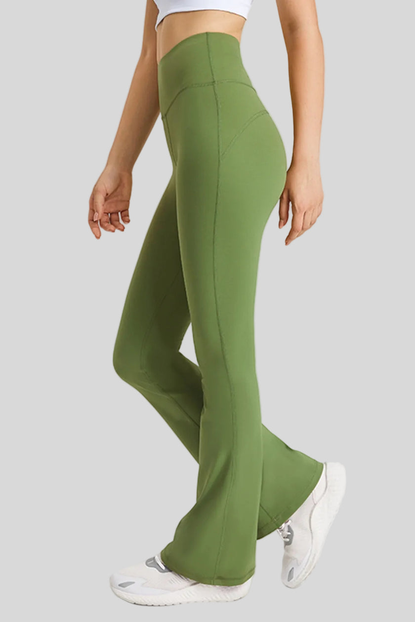 Easy flow and a lengthening effect of EarthFlow Flare Yoga Pant in Green - Athlesi