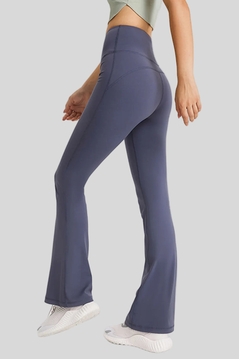 Easy flow and a lengthening effect of EarthFlow Flare Yoga Pant in Navy - Athlesi
