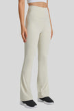 Solid, minimalist design of EarthFlow Flare Yoga Pant in White - Athlesi