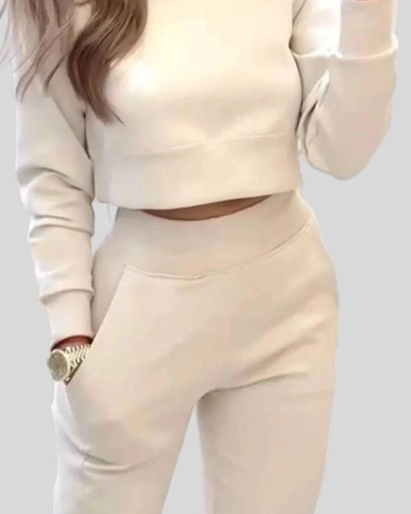 Athlesi EaseForm cropped sweatshirt upper body detail in apricot