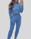 Blue Athlesi EaseForm jogger set cropped sweatshirt and joggers front view