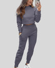 Gray Athlesi EaseForm jogger set cropped sweatshirt and joggers front view