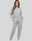 Light gray Athlesi EaseForm jogger set cropped sweatshirt and joggers front view