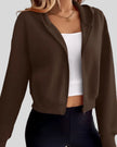 EaseForm Zip Hoodie Jacket in chocolate right angle view highlighting silhouette and structure