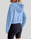 EaseForm Zip Hoodie Jacket in light blue back view showing dropped shoulder structure and fit