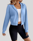 EaseForm Zip Hoodie Jacket in light blue right angle view highlighting silhouette and structure
