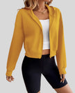 EaseForm Zip Hoodie Jacket in mustard right angle view highlighting silhouette and structure