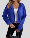 EaseForm Zip Hoodie Jacket in royal blue front semi-open view showing relaxed fit and clean silhouette
