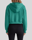 EaseForm Zip Hoodie Jacket in teal back view showing dropped shoulder structure and fit